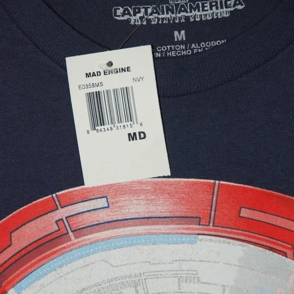 Marvel CAPTAIN AMERICA The Winter Soldier Mad Engine Shirt Blue Size M - Picture 2 of 6